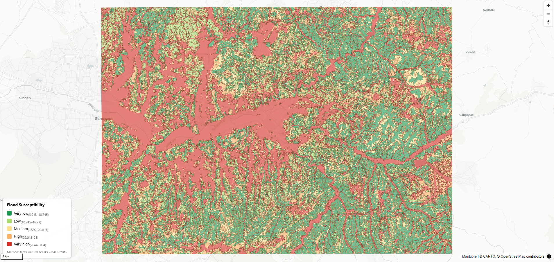 Ankara Flood Susceptibility Map (M-AHP) image